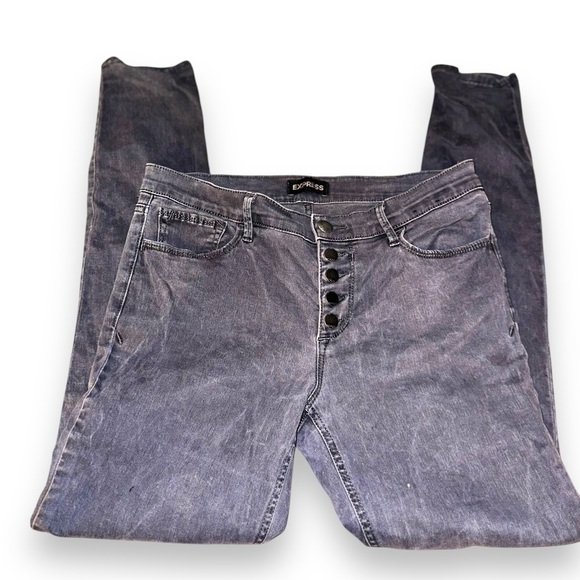 Express Womens Size 8 Regular Skinny Mid Rise Grey Denim Jeans Leggings - Picture 7 of 13